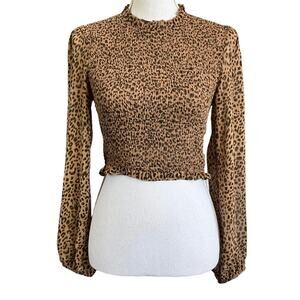 ILLA ILLA Animal Print Sheer Top Blouse Medium